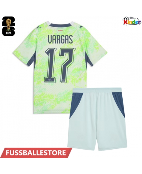 Günstige Schweiz Ruben Vargas #17 Auswärts Trikotsatzt Kinder WM 2026 Kurzarm (+ Kurze Hosen)
